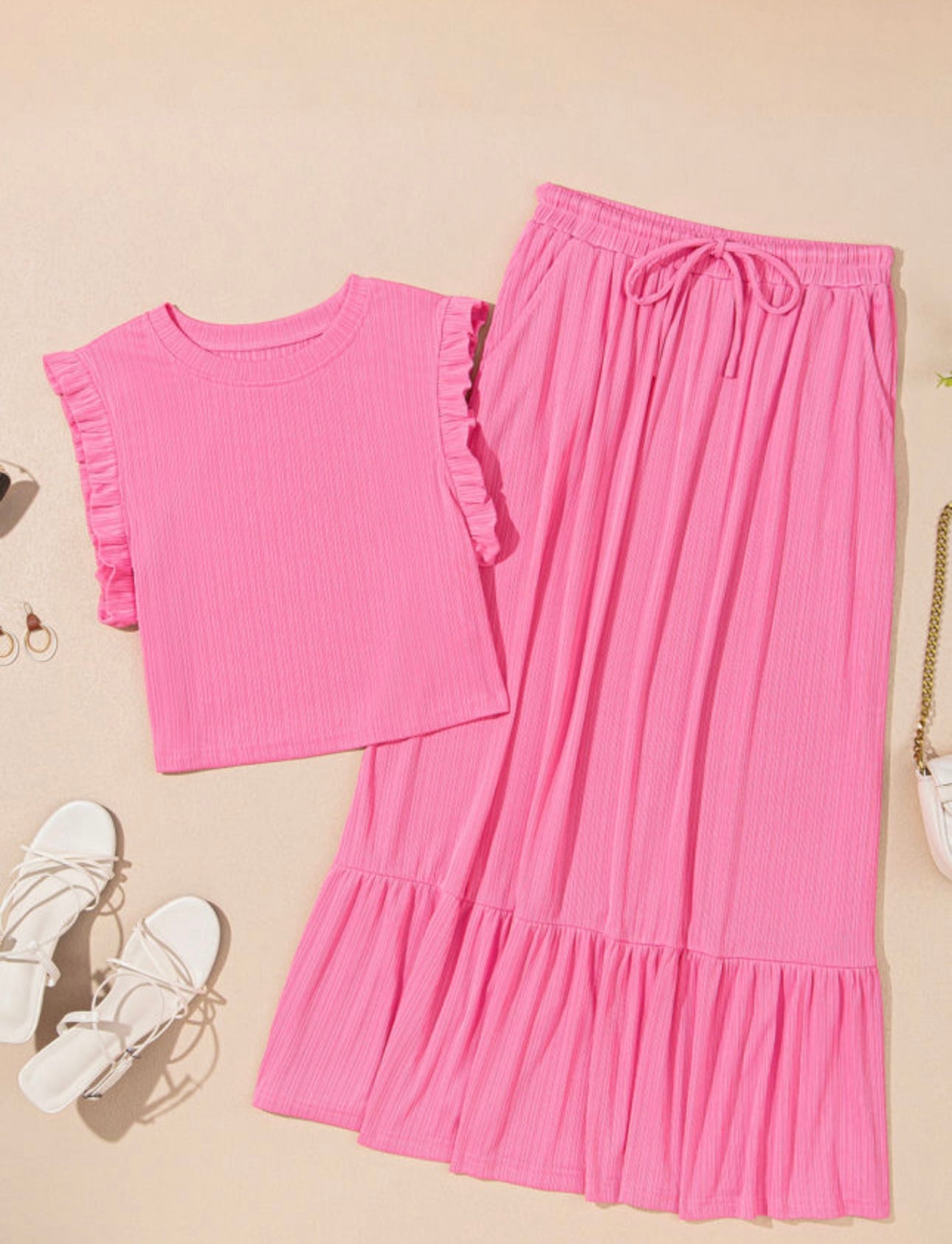 Two Piece Crop Top Skirt Set