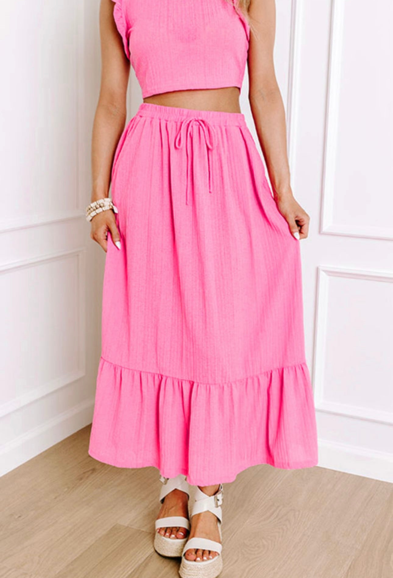 Two Piece Crop Top Skirt Set