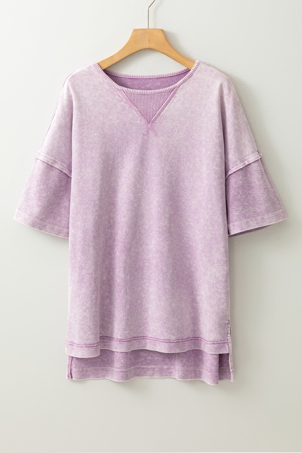 Acid Wash Short Sleeve Sweatshirt