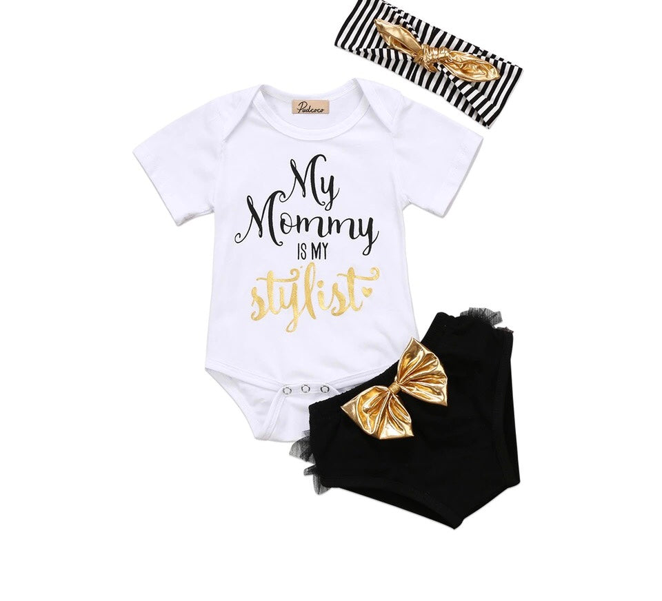My mom is my stylist 3 piece onesie set