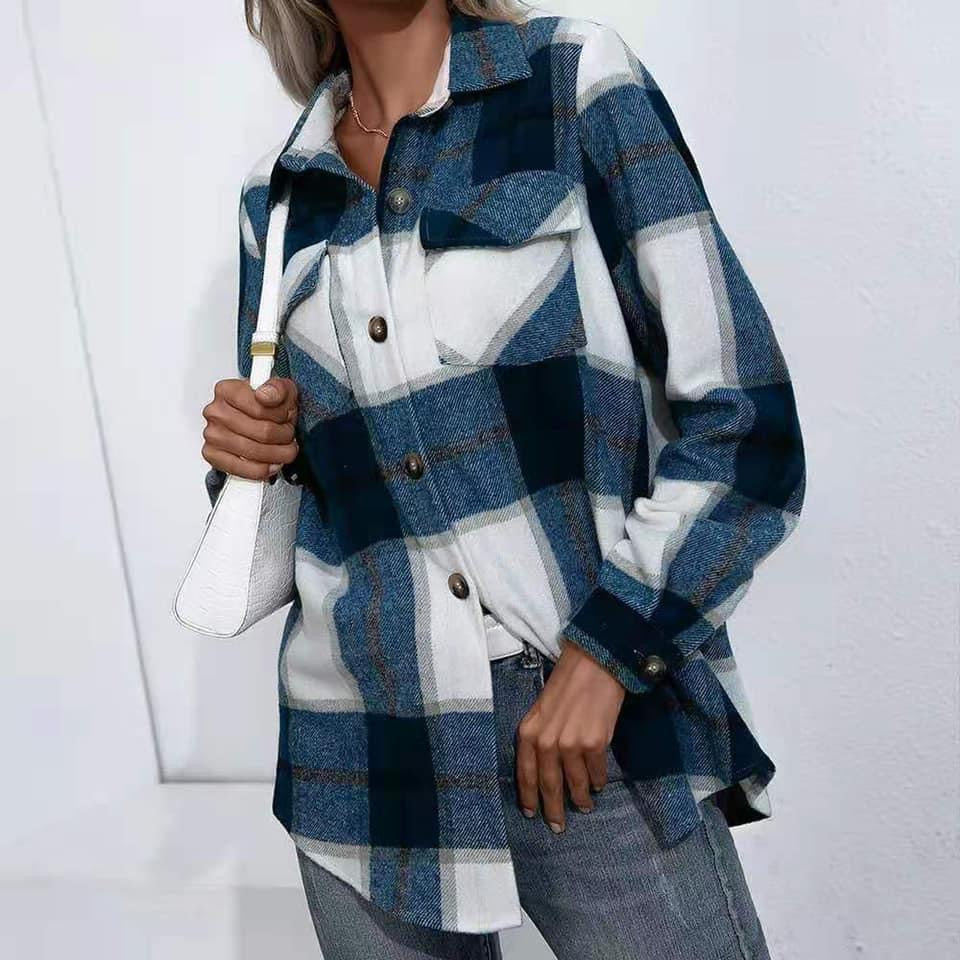 Plaid Shacket with Buttons