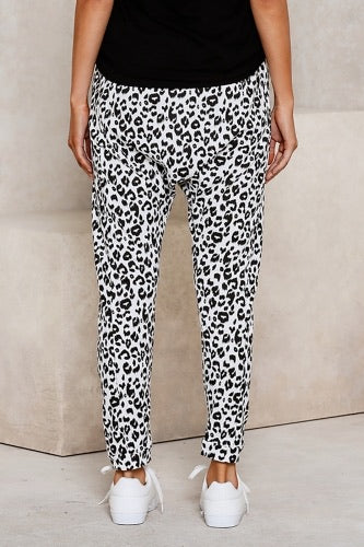 White leopard sweatpants