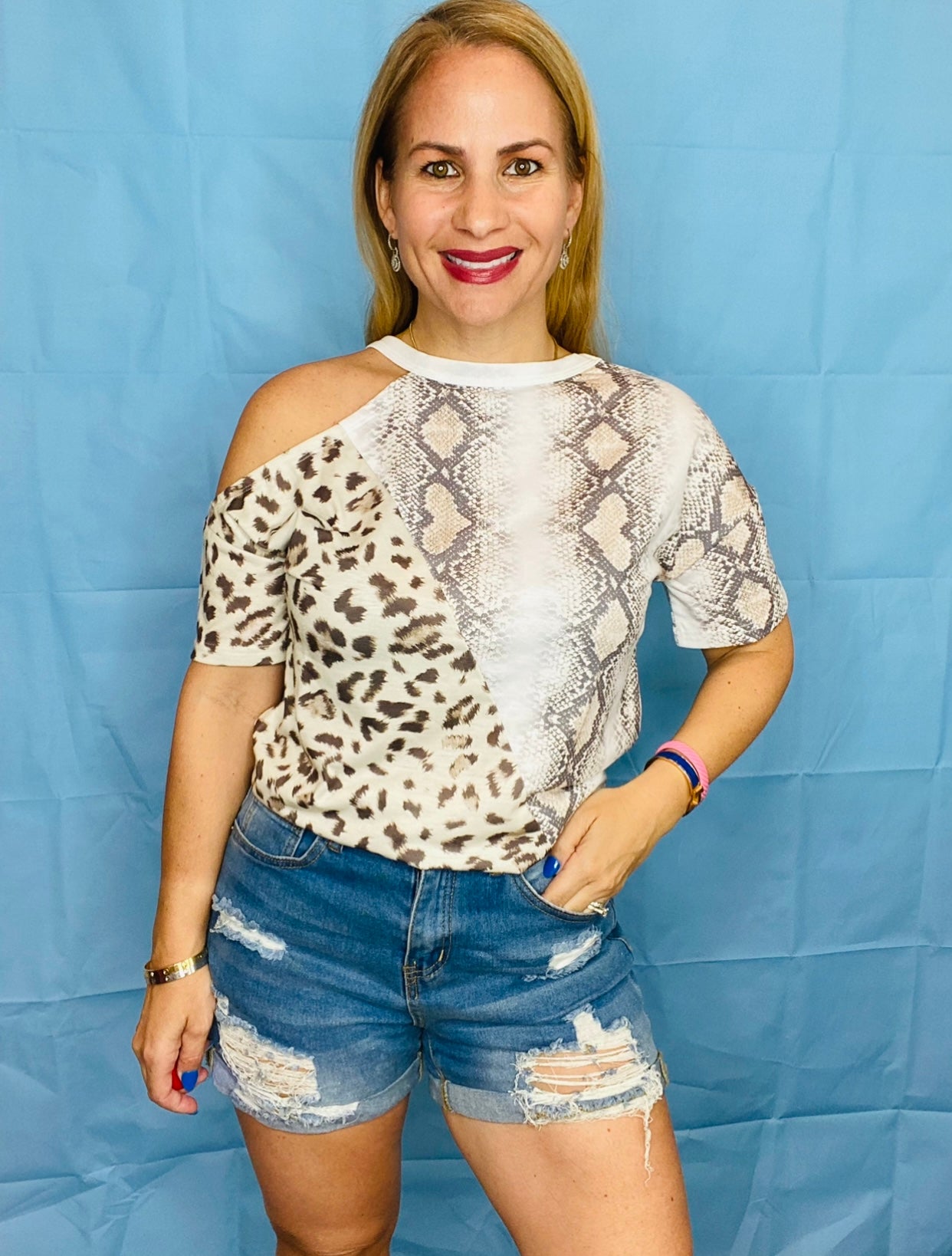 Snake Cold Shoulder top