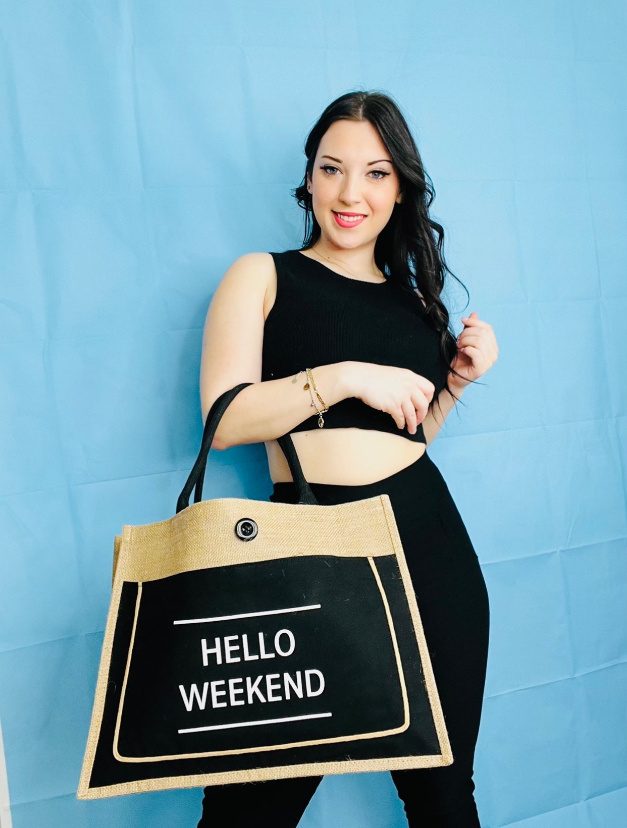 Hello Weekend Canvas Tote