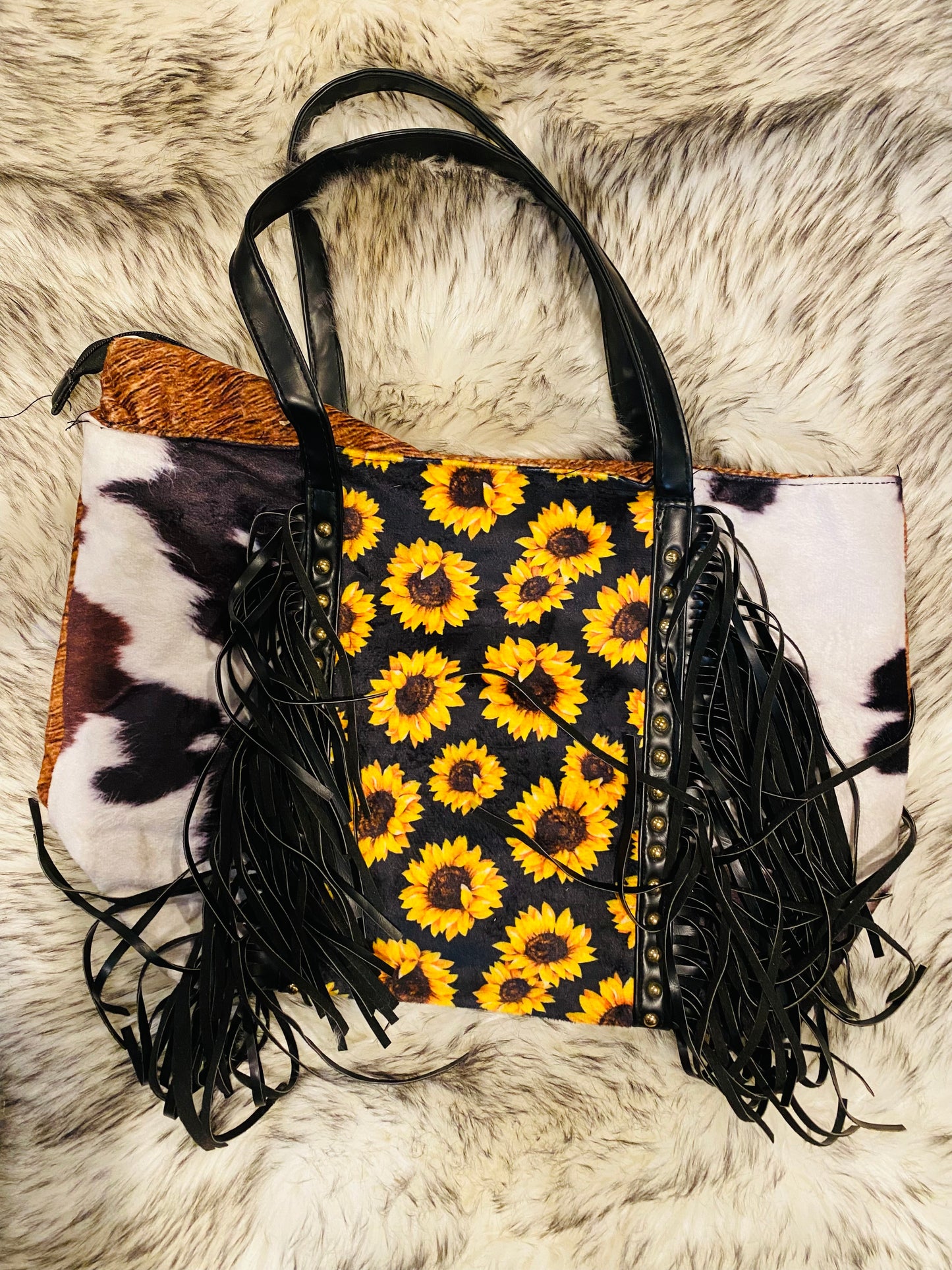 Sunflower Fringe Cow bag