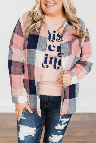 Pink Shaket Plaid Button Down Shirt/Jacket