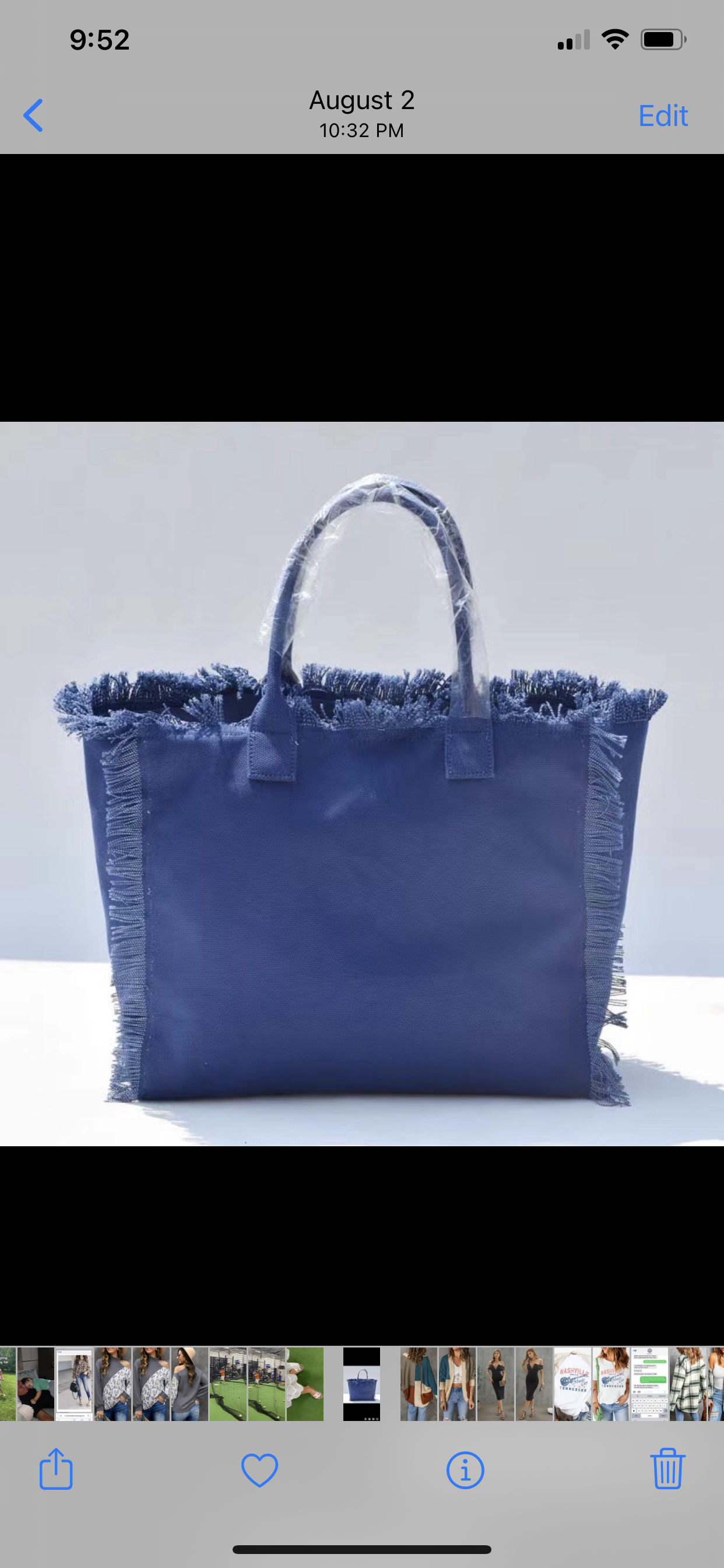 Blue Fringe Tote Bag