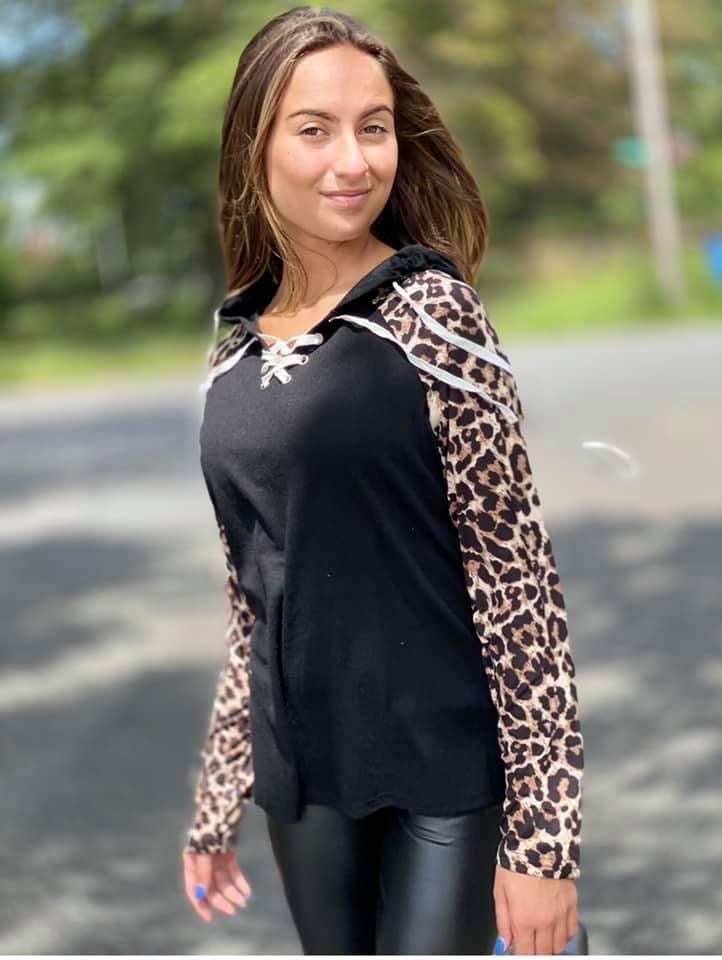 Leopard lace up top