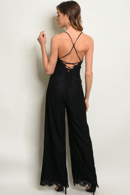 BLACK LACE JUMPSUIT