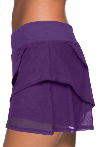 Purple Tiered Swim Culotte