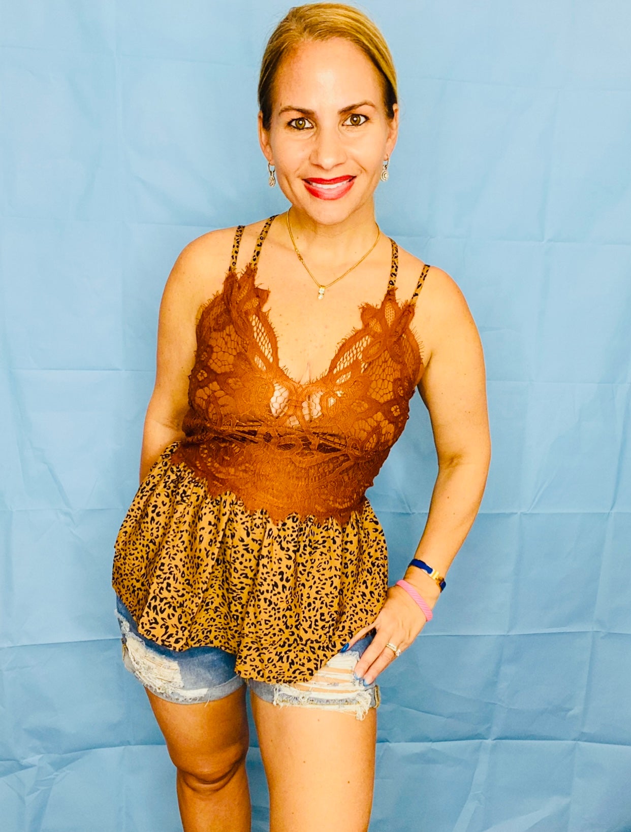 Leopard Lace Tank Top