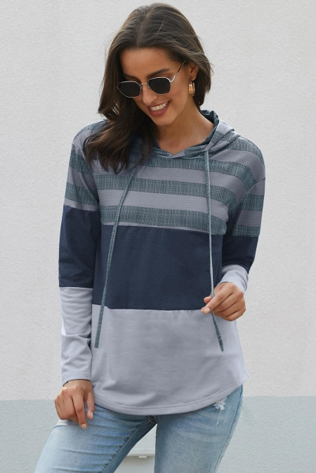 Striped Drawstring Hoodie