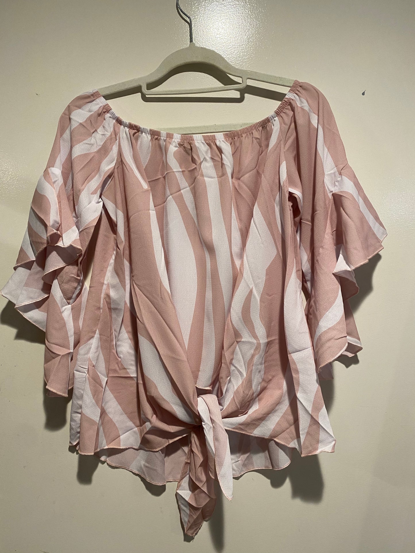 Off Shoulder Floral Tie Front Blouse