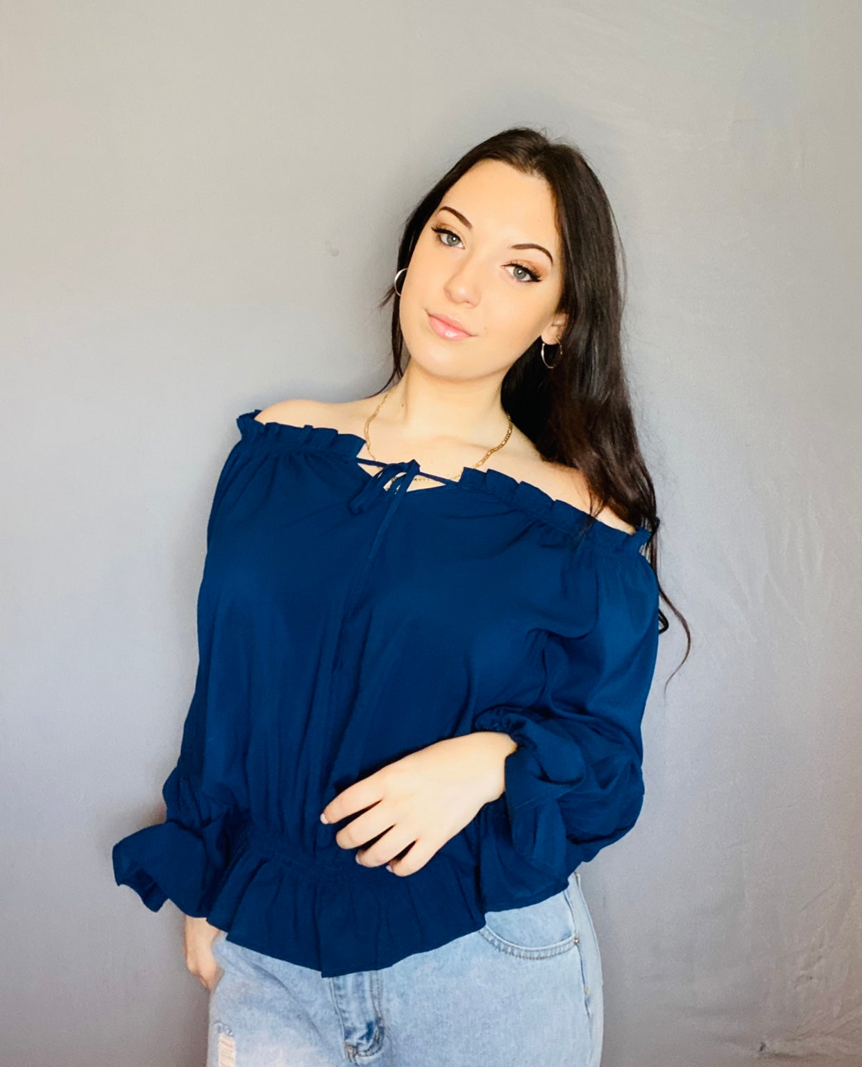 Navy On or Off the Shoulder