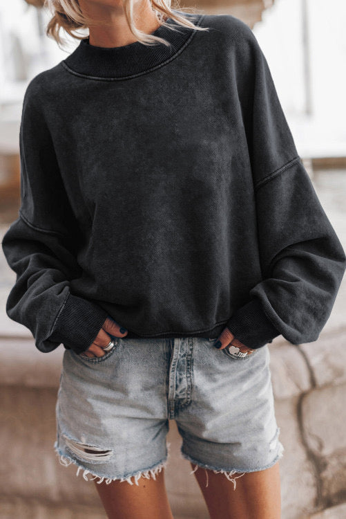 Black Sweatshirt with Acid Wash