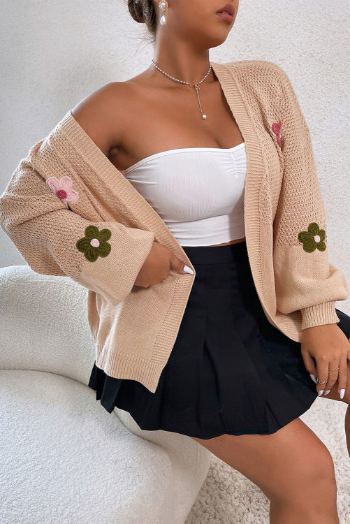 Beige Flower Cardigan