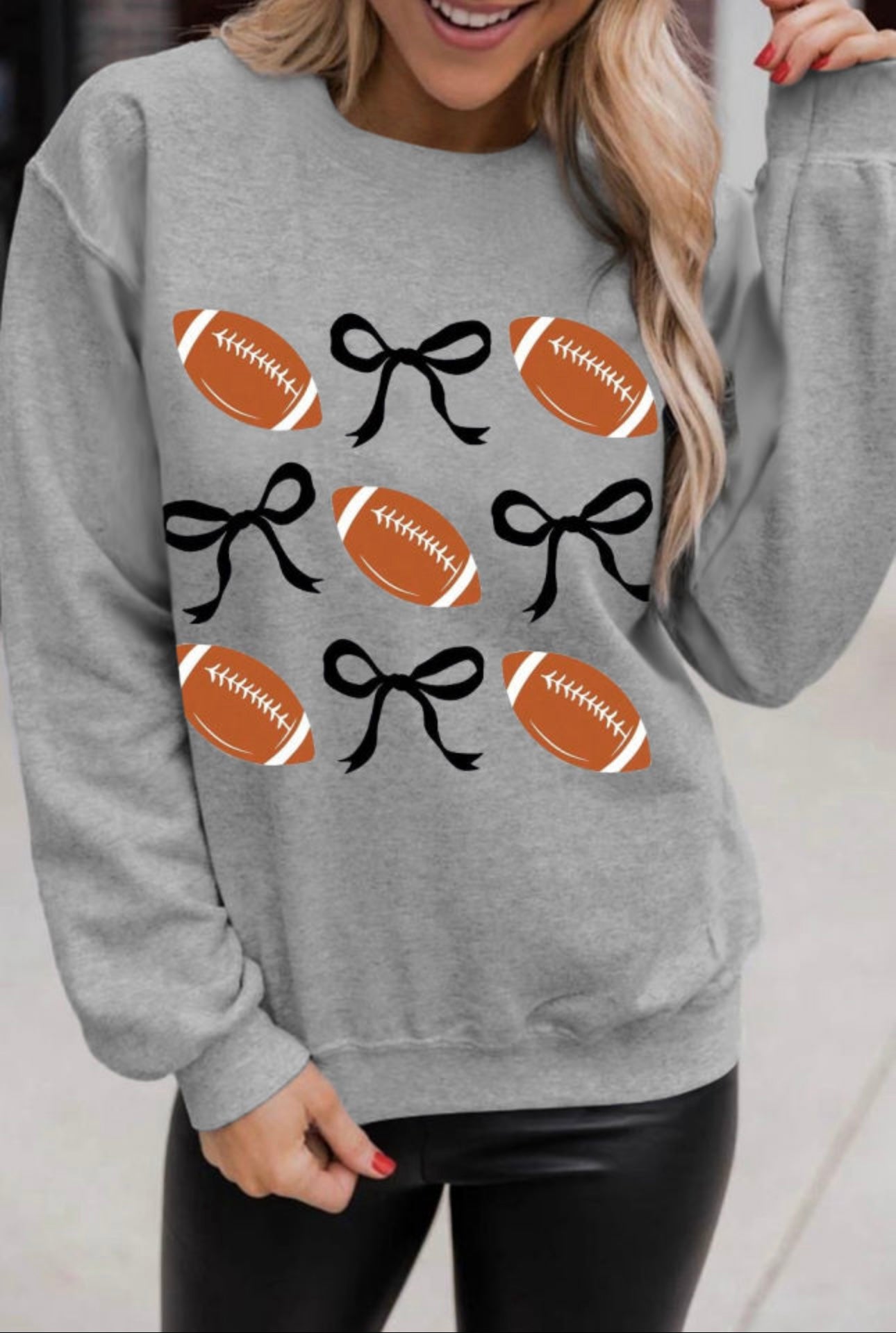 Football and Bows Graphic Sweatshirt