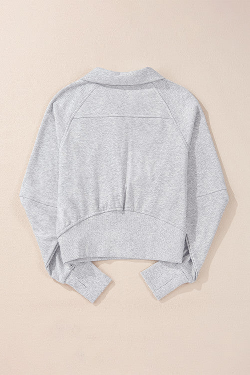 Green Quarter Neck Kangaroo Pocket Sweatshirt