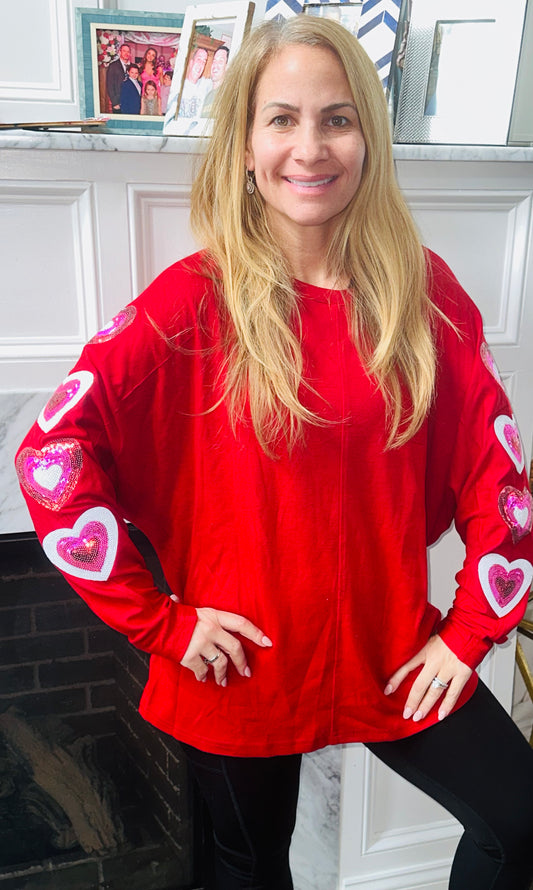 Sequin Arm Hearts Top