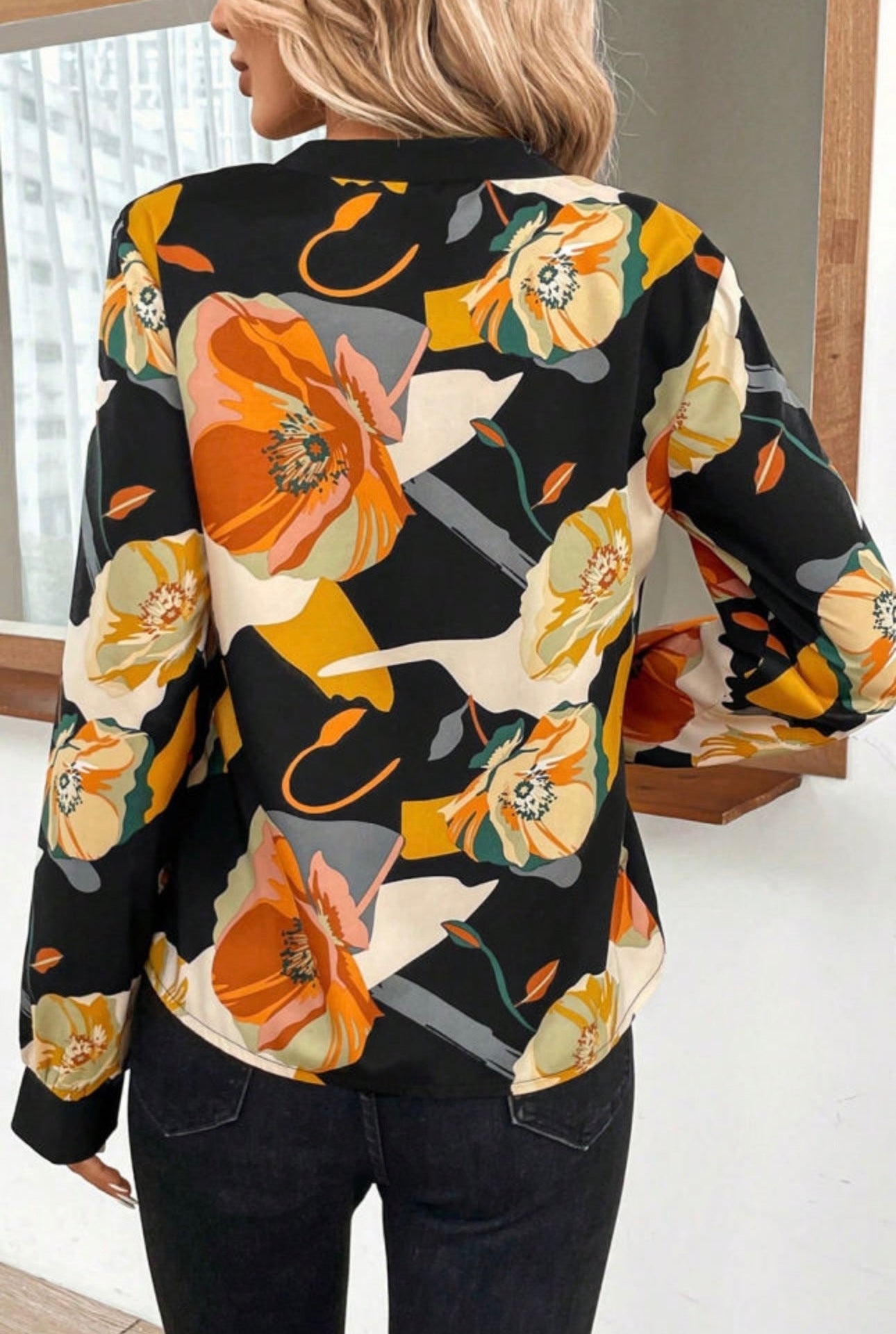 Floral print long sleeve blouse