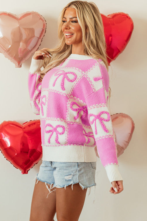 Pink Bow Shale Sweater