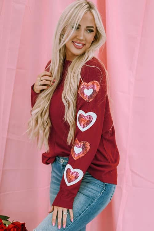 Sequin Arm Hearts Top