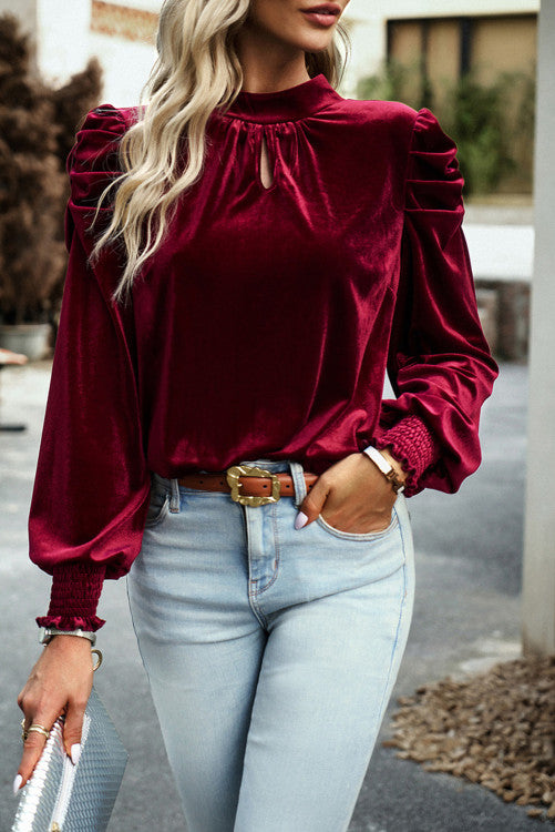 Velvet Top with Bow Back