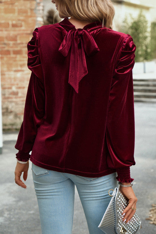 Velvet Top with Bow Back