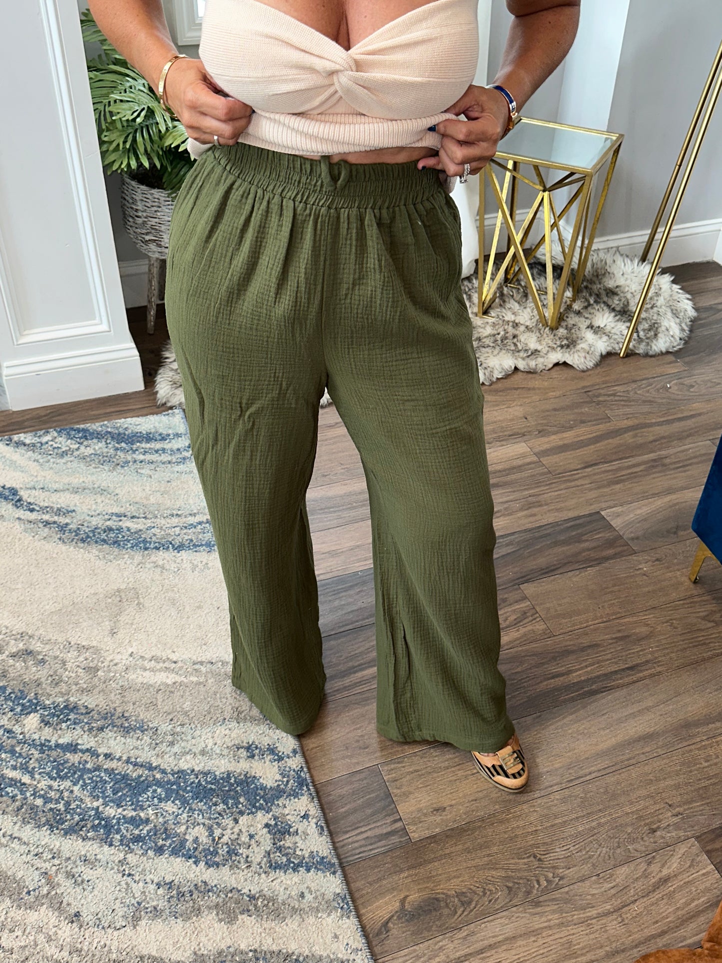 Wide leg Elestic Band pants