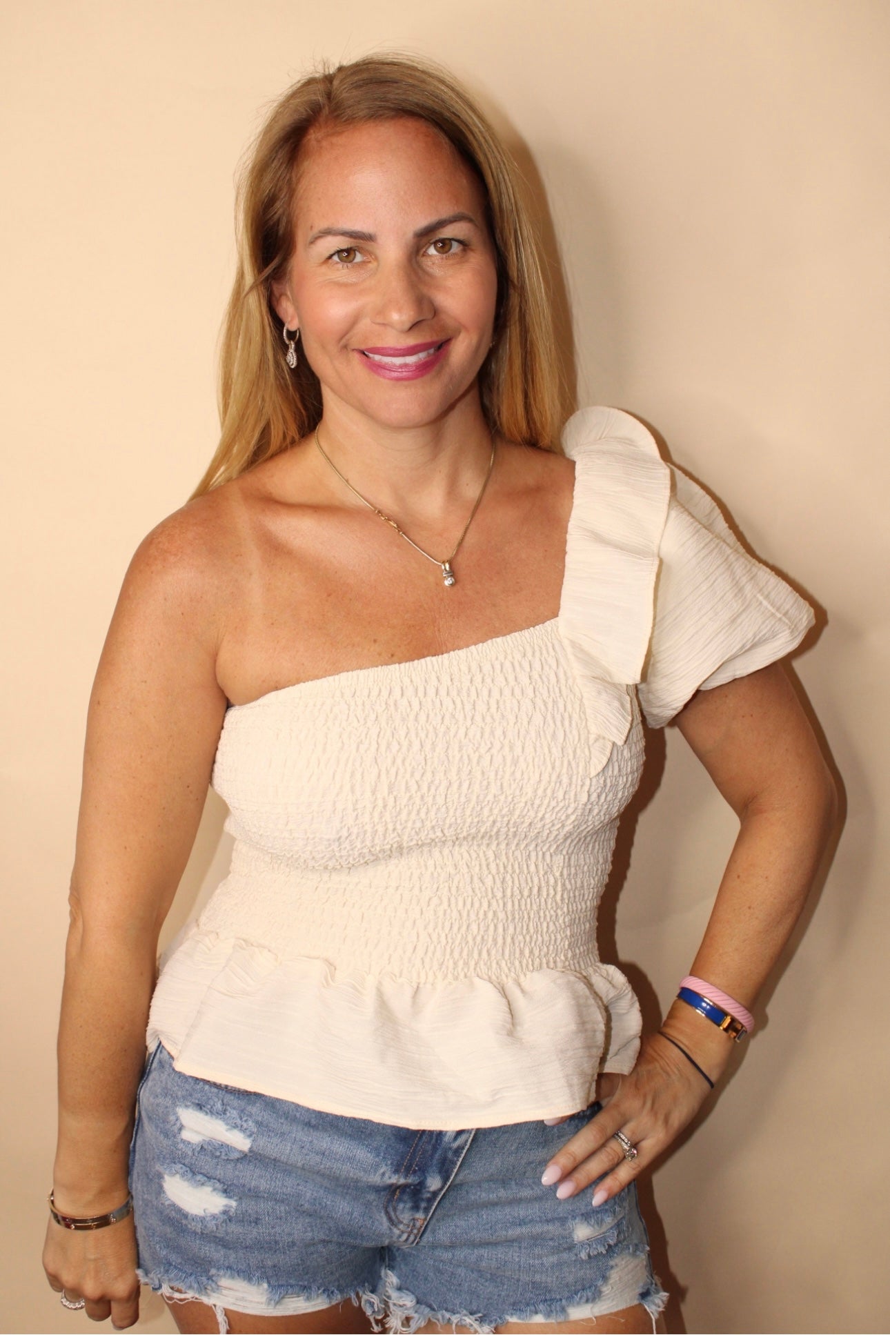 Ruffle One Shoulder Top