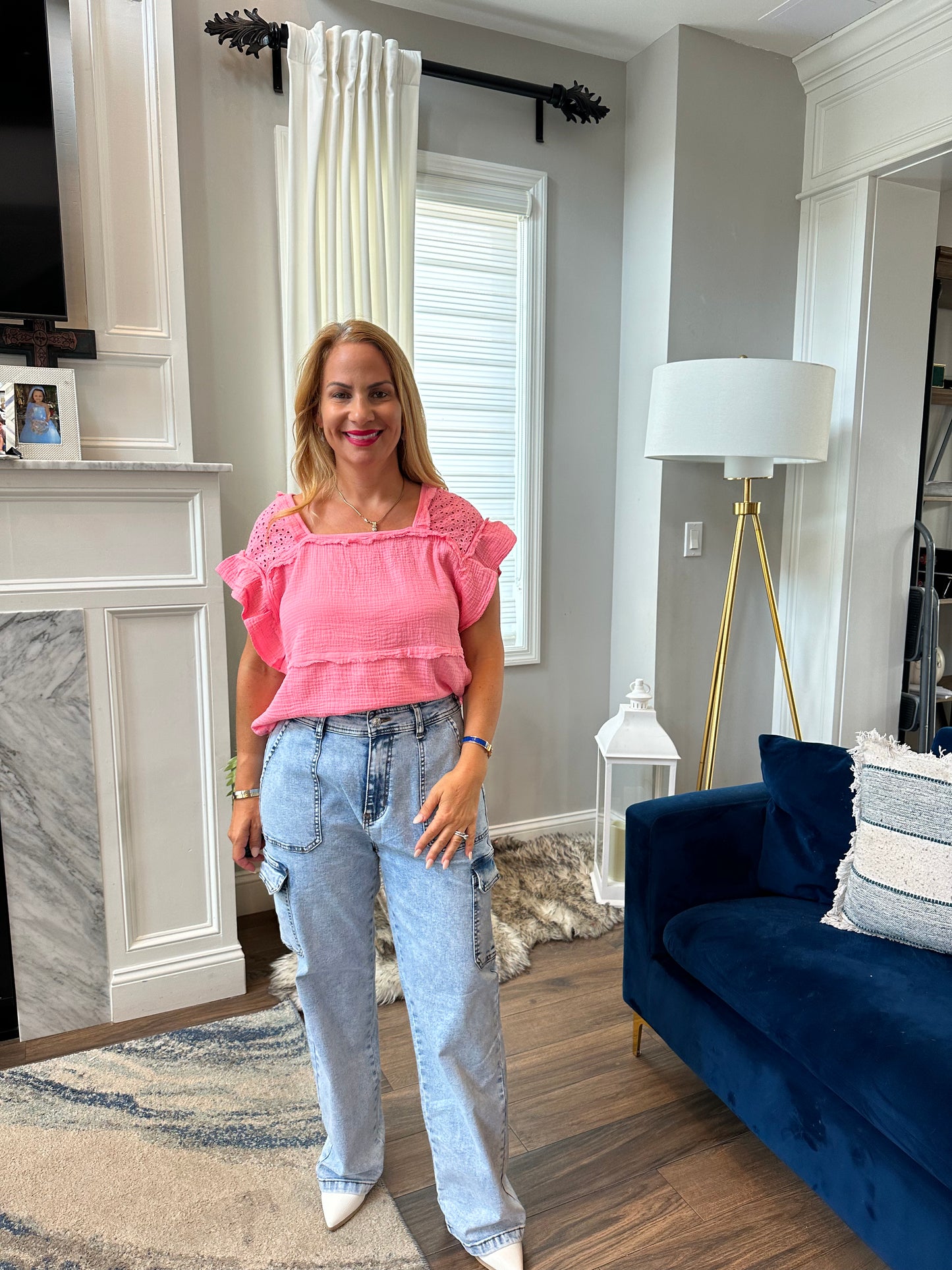 Pink Crinkle Top