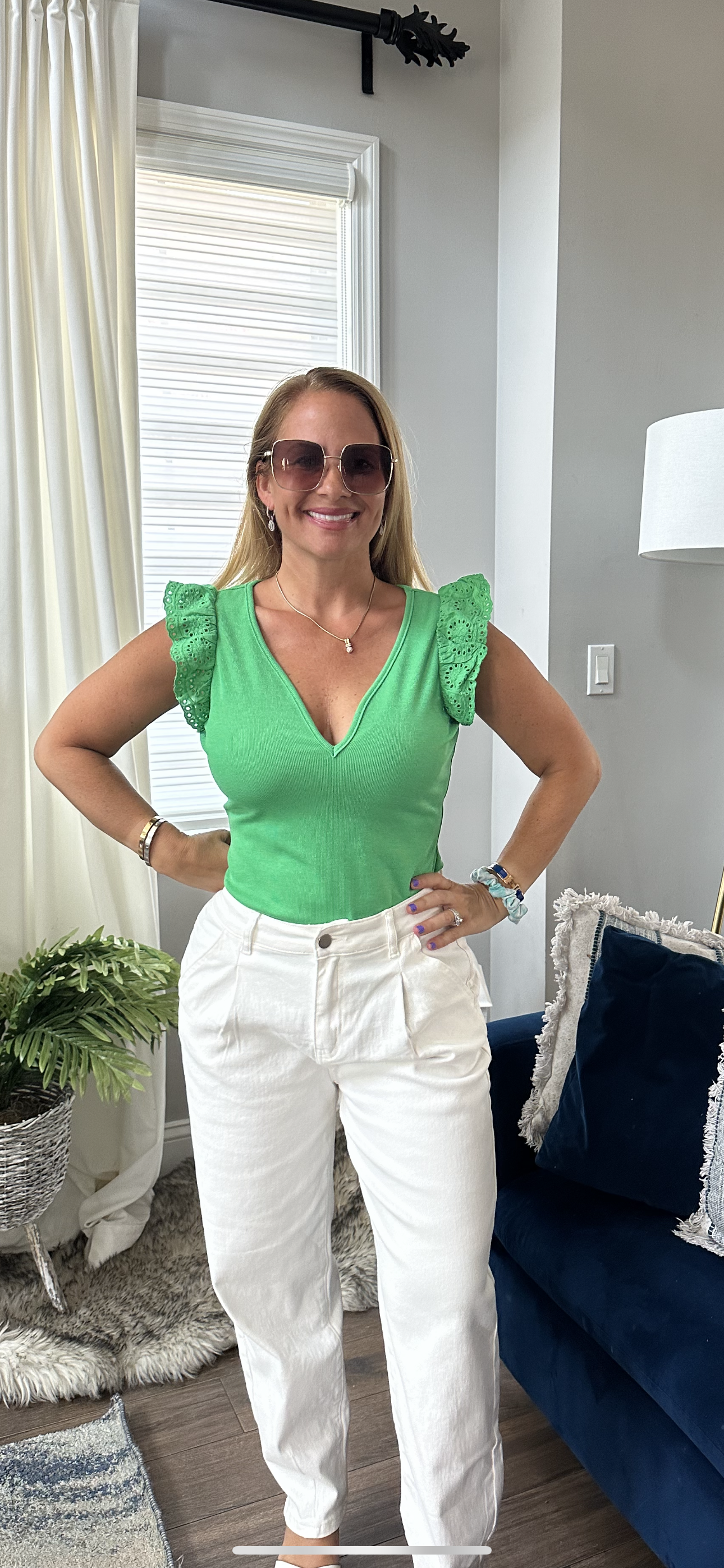 Green Ruffle Top