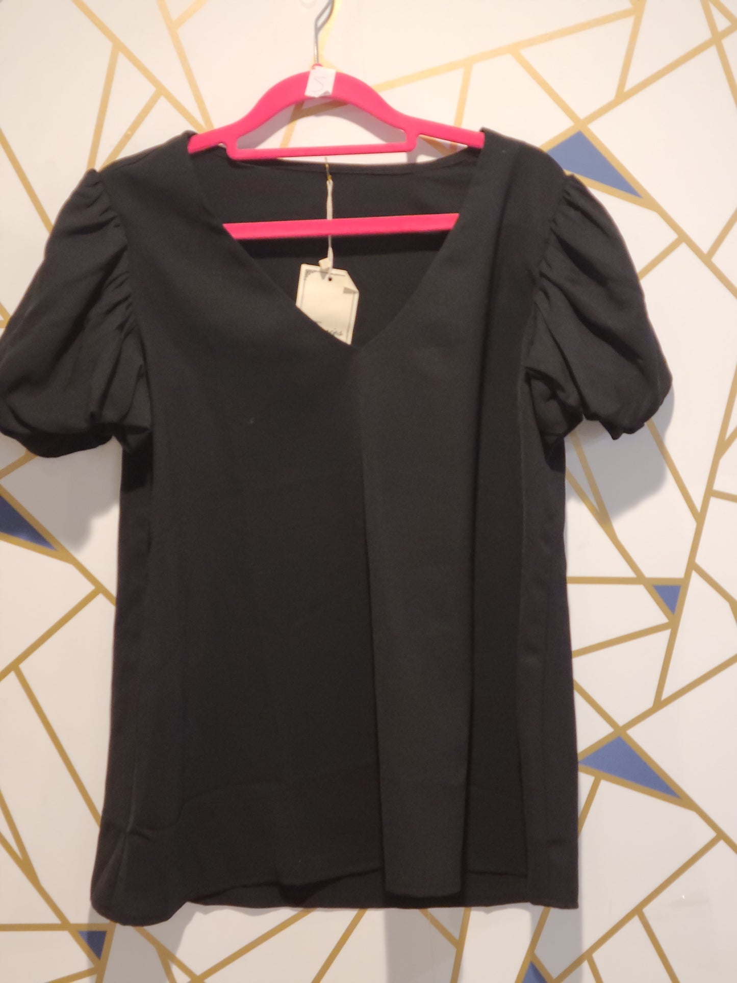 Black puff sleeve blouse