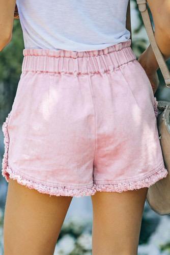 Pink denim Shorts High Waisted