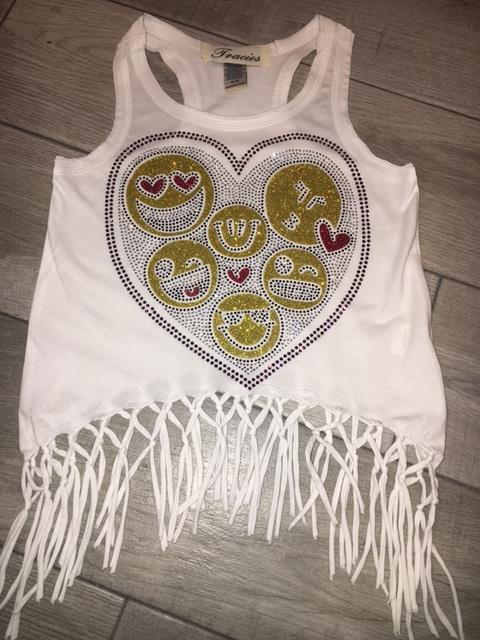 Emoji fringe heart top