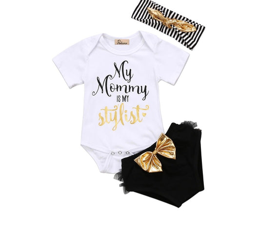 My mom is my stylist 3 piece onesie set