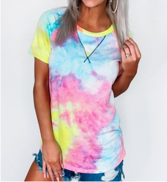 Bright Hue Dip Tie Dye Top