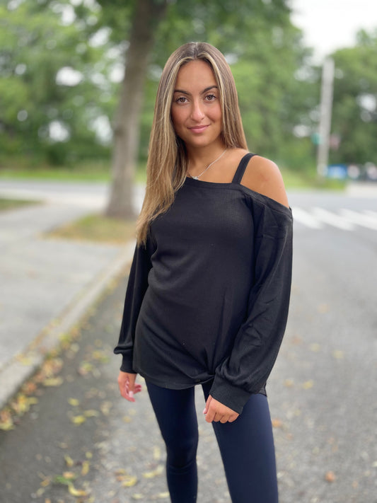 Off the shoulder knot front top