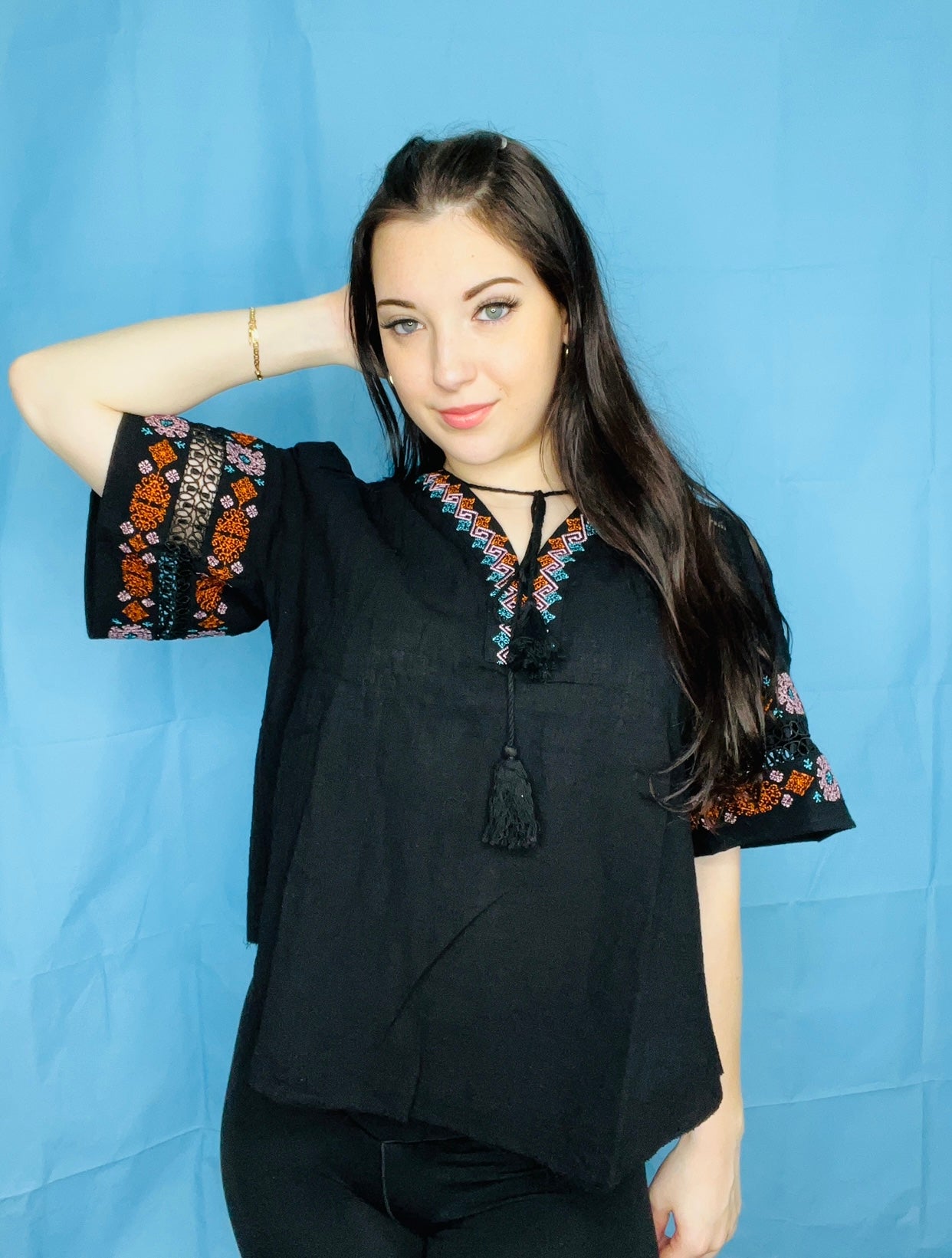 Black Boho Top