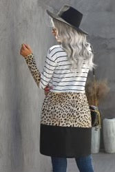 Color Block Cardigan Leopard