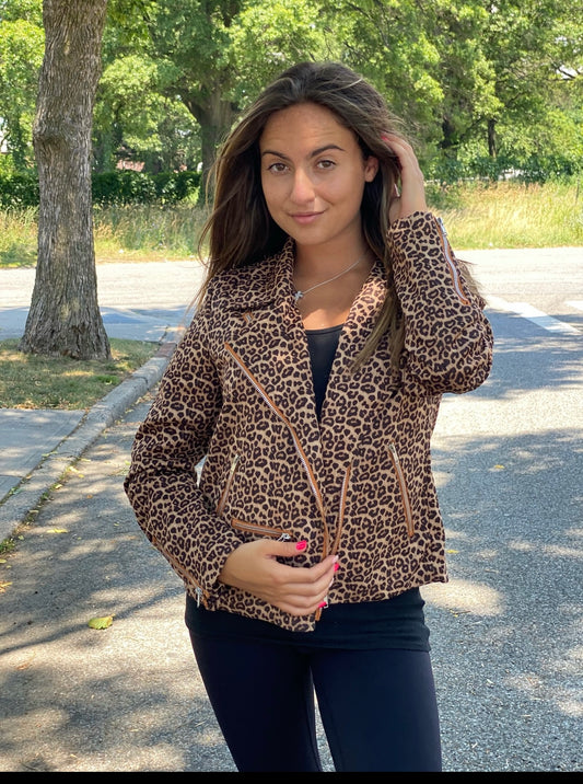 Leopard jacket moto style