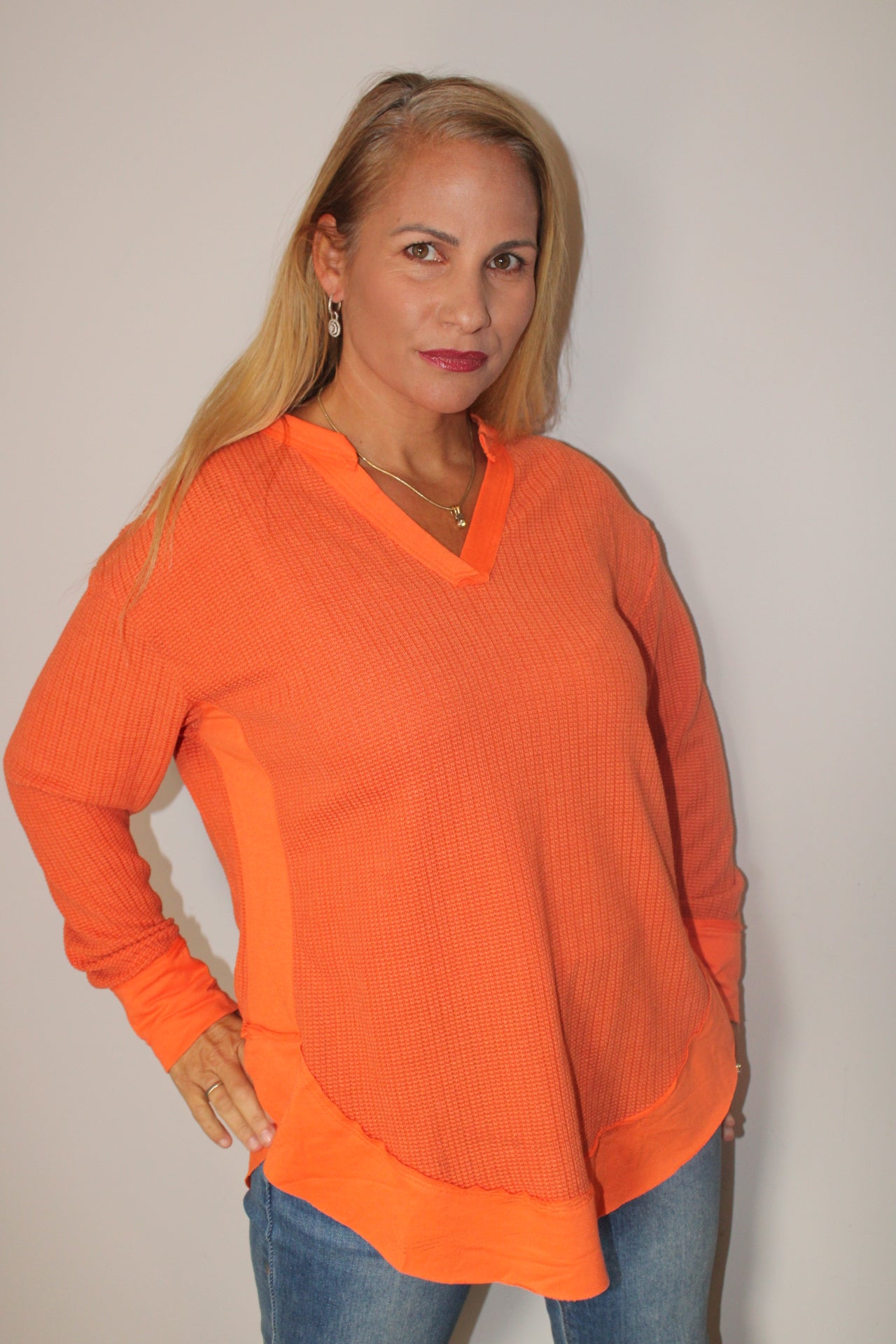 Orange Waffle Top