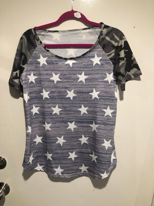 Star T-shirt, blue white , camo