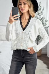 Ruffled V-Neck Sweater