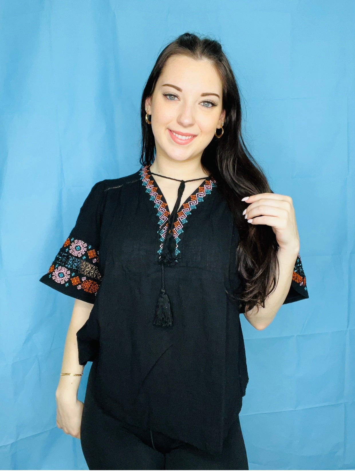 Black Boho Top