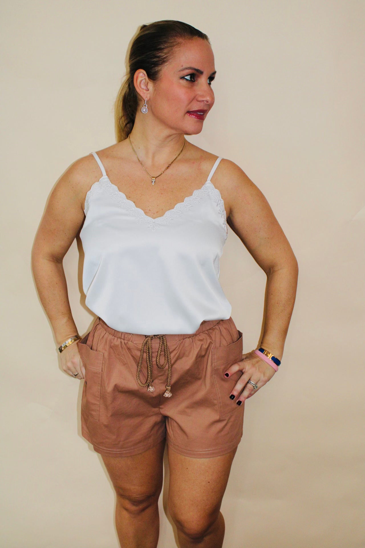 Brown Drawstring Shorts