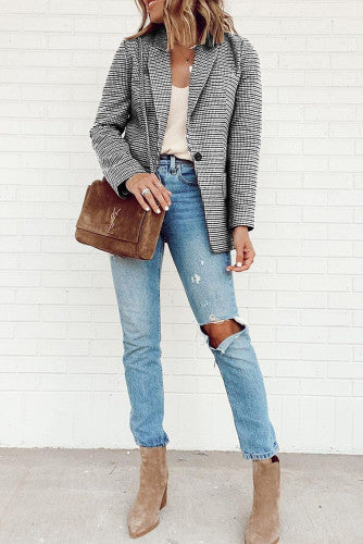 Plaid Button Down Blazer