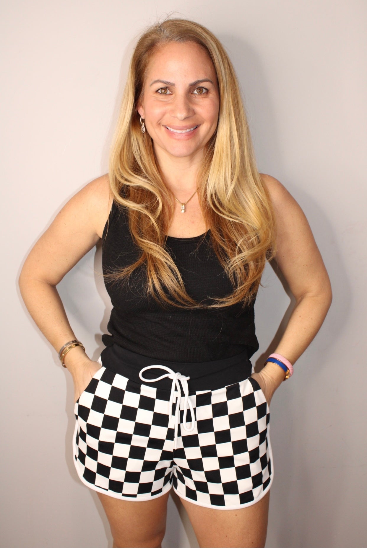 Checker Shorts with Drawstring Waist