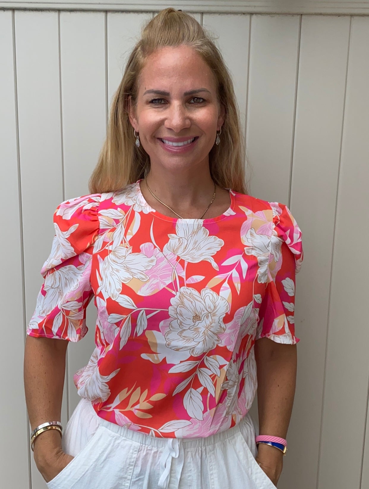 Floral Top With Puff Sleeve