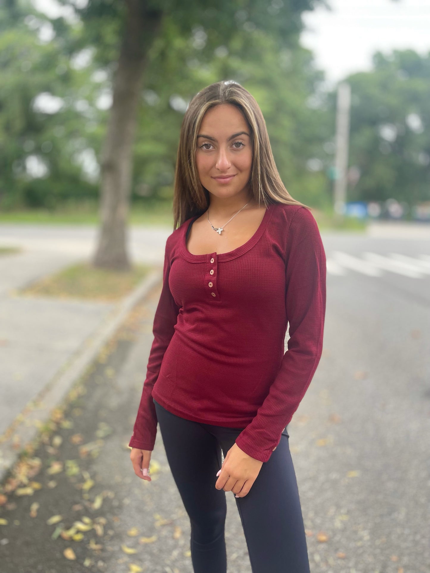 Waffle Button Top Three colors